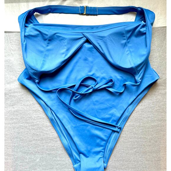 Andie Swim The Lagos One Piece Halter Swimsuit Blue NWT - Picture 5 of 8
